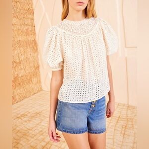 Ulla Johnson Amina Top in Ivory